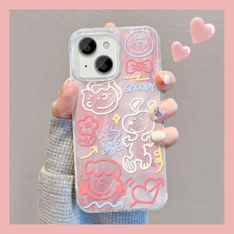 

Подходит для чехла для мобильного телефона Apple 15 Iphone14pro Line Snoopy Скрытая подставка 13 Перо Пряжа 12/11 Продвинутый iPhone SE (2nd Generation)