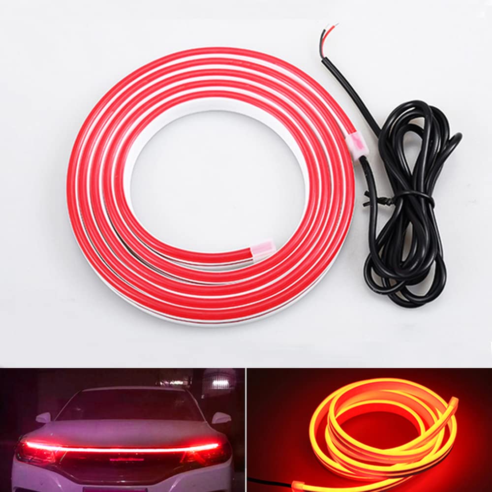 

Гибкая декоративная светодиодная лента 12 В для капота автомобиля, дневной ходовой свет, сканирующий, водонепроницаемая, DRL, светодиодная лента, автоматическая лампа подсветки салона 150cm красный