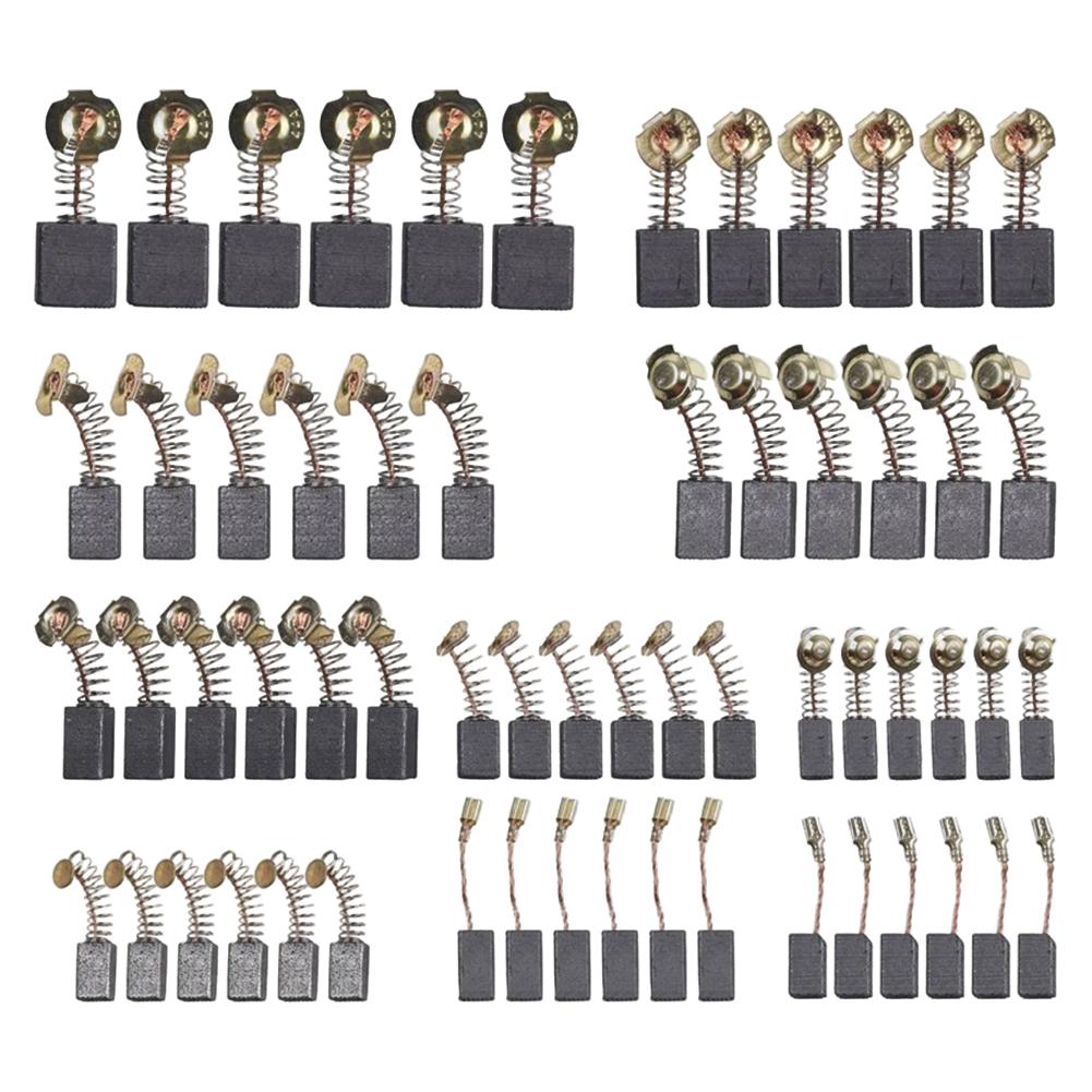 

60-Piece Set 10-Sizes Carbon Brushes for Power Tools Compatible with Hammer Drills Circular Saws Angle Grinders Replacement Kit