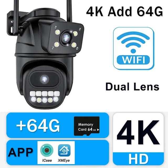 5K 12MP WiFi IP Outdoor 10X Zoom Three Lens Security Human Detection PTZ Video Surveillance Smart Home CCTV Camera