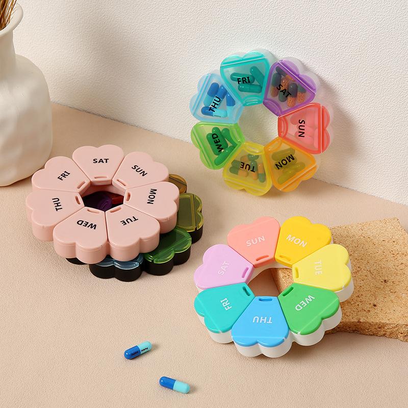 7 Day Round Eco-friendly Pill Box Portable Travel Vitamin Medicine Container Organizer for Gift Giving