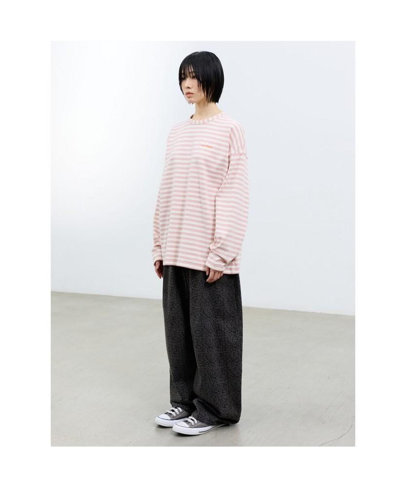 Saendeusaundeu (Unisex) Leopard Wide Oval Elastic Waist Pants Ash