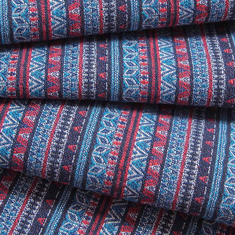 BILU Thicken Yarn Woven Polyester Cotton Linen Ethnic Jacquard Fabric for Home Textile