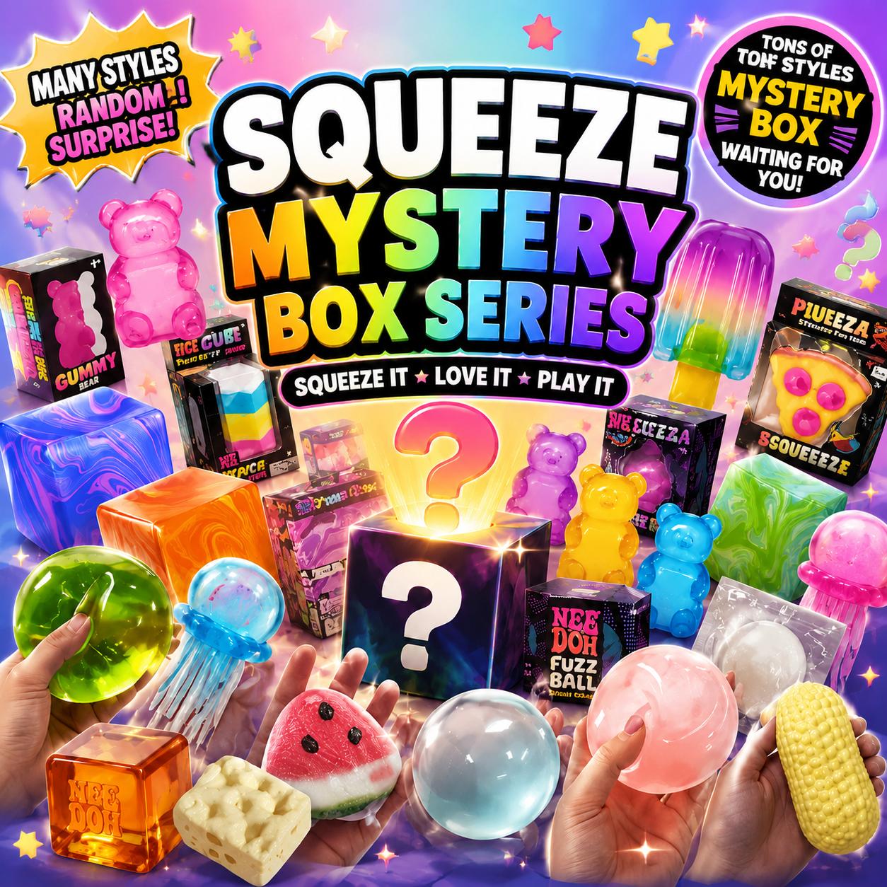 Needoh Squishy Würfel Überraschung Blindbox Neuheit Stressabbau Fidget Spielzeug ADHS Anti-Angst Sensorisches Spielzeug für Erwachsene Geschenk white