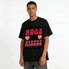 Retro Hugs And Kisses Heart Print Casual Versatile Top Pure Cotton T-shirt