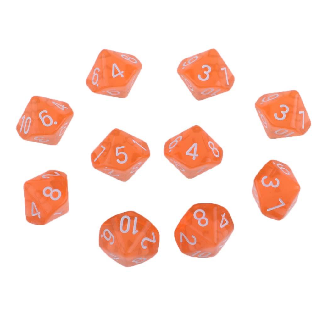 Набор многогранных кубиков Пластиковые кубики D10 Коллекция кубиков Аксессуары для настольных игр Кубики RPG для Dungeons and Dragons Игровой вечер