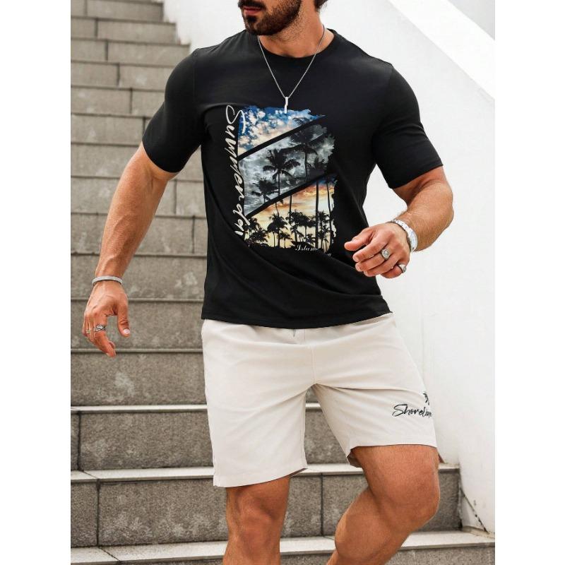 

Summer Men s Short-Sleeved Shorts Set with 3D Pattern Printing - Street Casual Fashion Comfortable and Soft XL