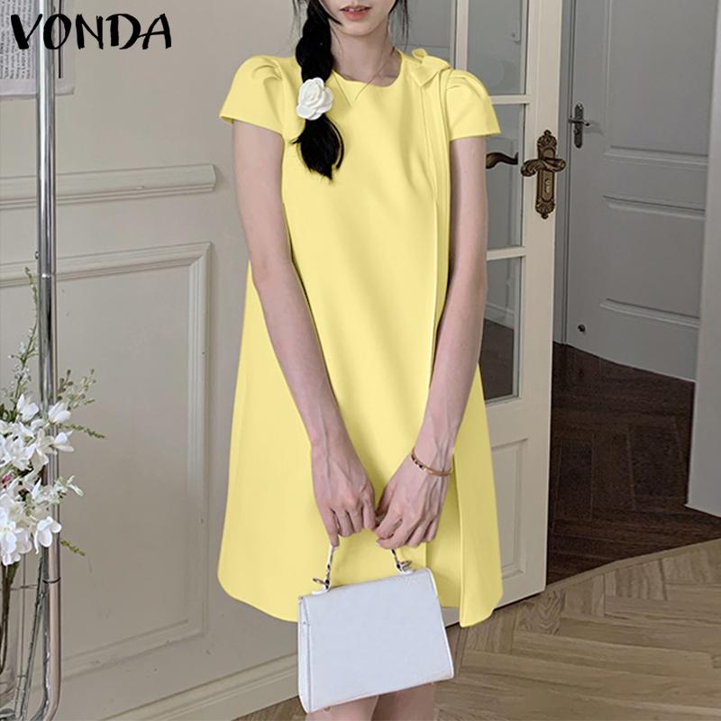 

VONDA Летнее женское простое мини-платье с короткими рукавами