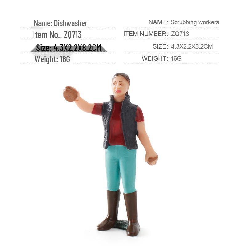 Cross-Border Farm Scene Worker Doll: Female Farmer with Shovel Ornament for Model Landscaping