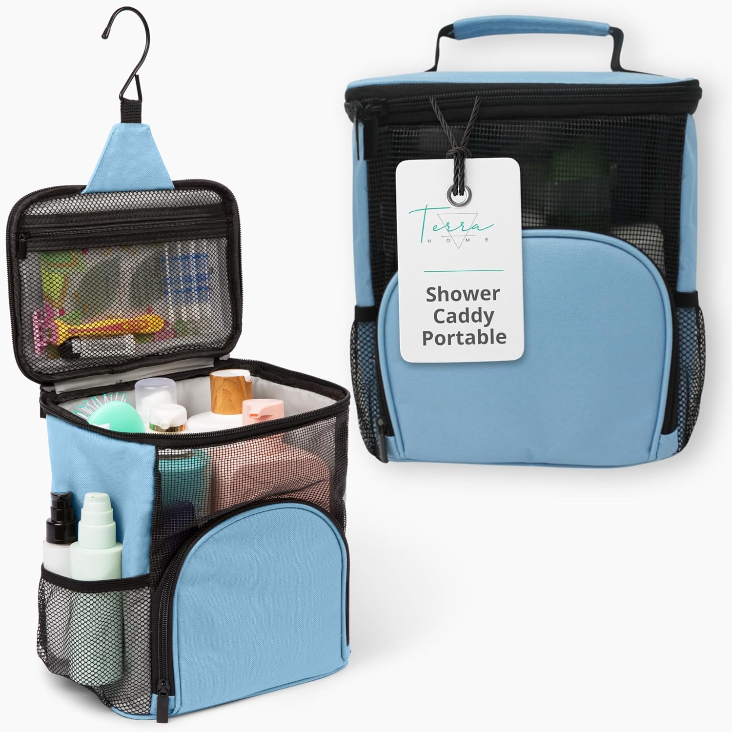 

1 шт. Портативная душевая кабина для студенческих общежитий, складная сетчатая сумка-тоут, предметы первой необходимости для общежития, дорожная сумка для душа для студентов колледжей, мужчин, женщин синий