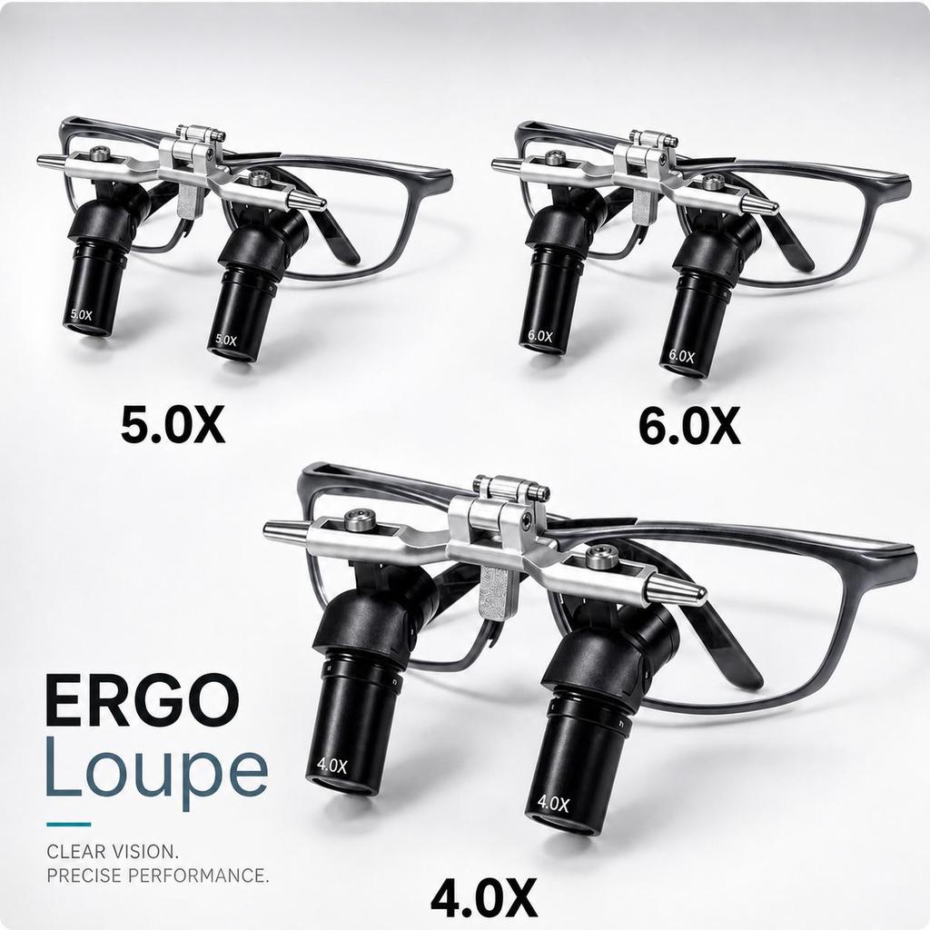 Ergo Optical Dental Loupes 48° 6X Flip Up Loupes for Oral Surgery Comfortable Alternative To Bending And Lowering Head