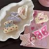 Small Floral Bow Hair Clip for Fine Hair - Perfect for Half-Up Hairstyles with a Shark Clip Design.