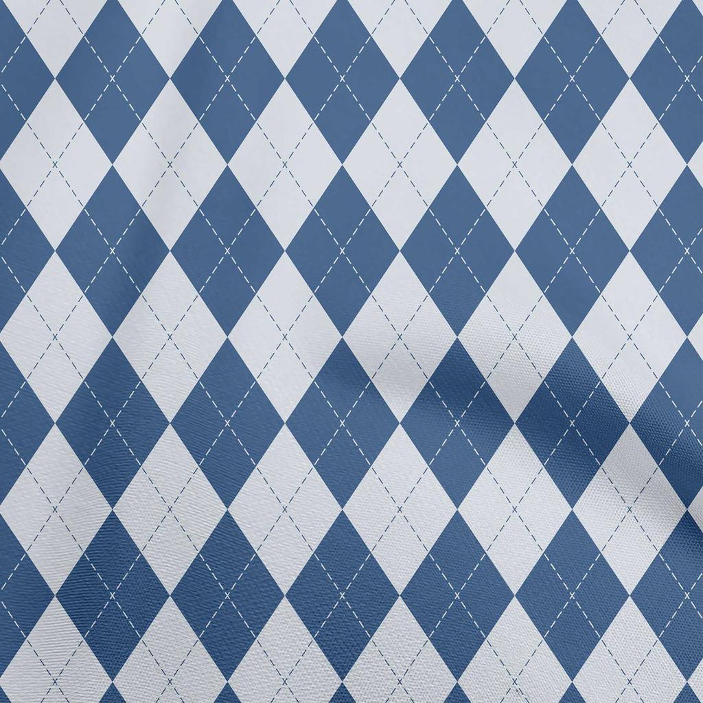 oneOone Cotton Flex Blue Fabric Argyle Sewing Material Print Fabric By The Yard 40 Inch