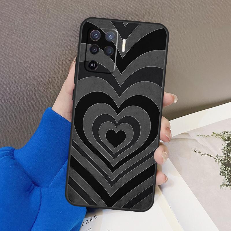 Latte Love Tunnel Brown Heart Case For Oppo A76 A16 A96 A17 A18 A60 A80 A40 A38 A58 A78 A98 A94 A74 A54 A15 A57 A77 A5 Pro