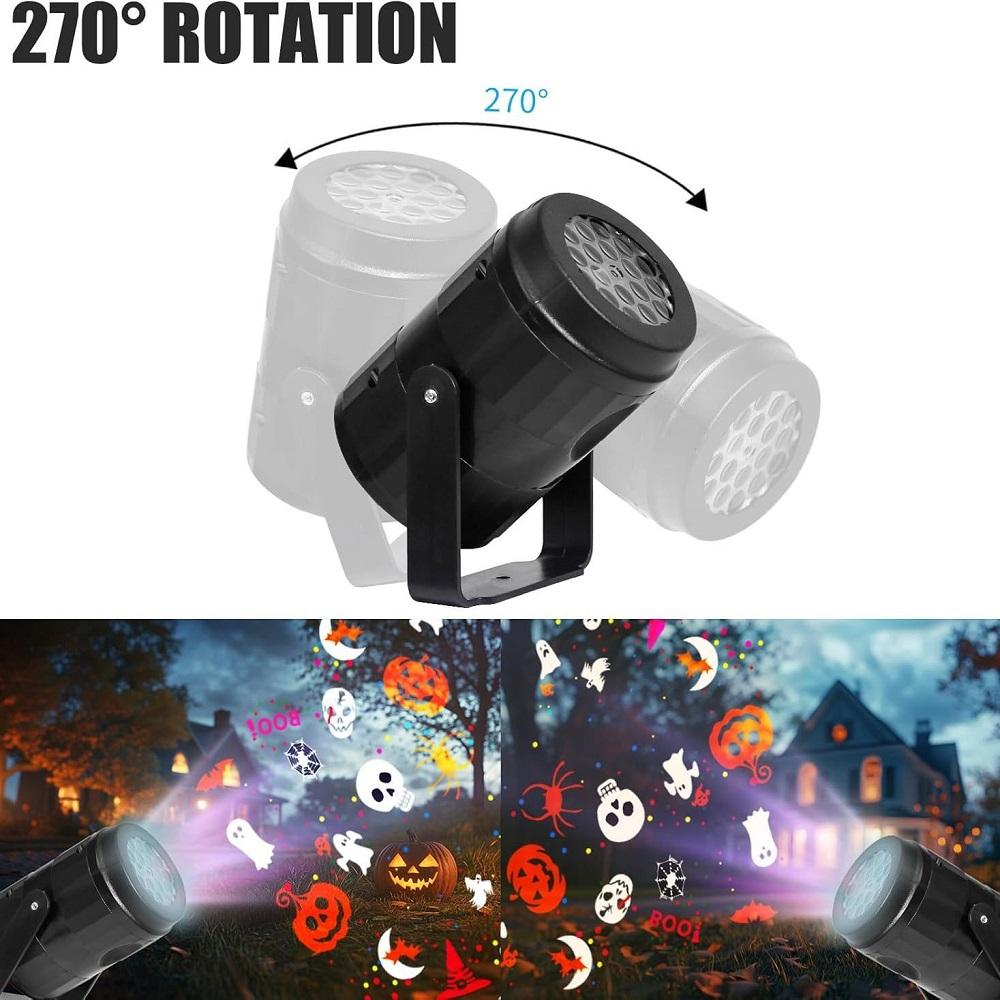 Halloween Projector Lights Outdoor Holiday Pumpkin Ghost Skull Horror Projector Rotating LED Stage Lights Halloween Party Decor