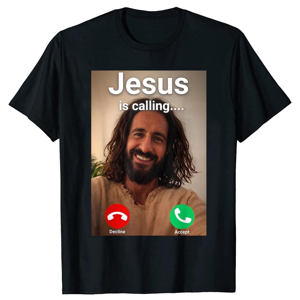 

Funny Jesus is Calling 100% Cotton T-shirts Men Women s Fashion Print Tshirt Loose Oversized Streetwear Hip Hop Unisex T Shir... 5XL