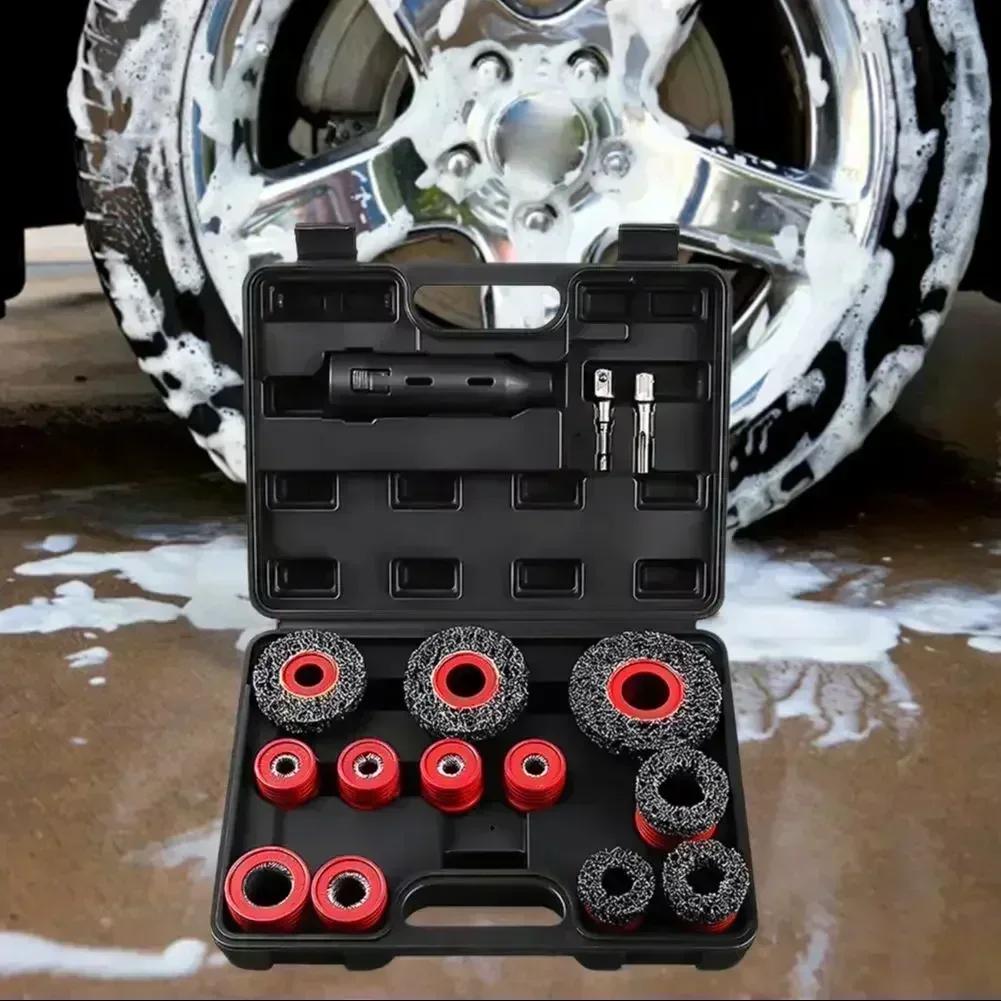 Car Wheel Hub Bolt Cleaning Tools 12-28mm Manual Cleaning Tool Accessories Tools Screw Nut Rust Removal Brush Cleaner Tools