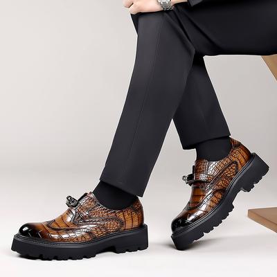 Fashion 2025 Men's Platform Loafers Shoes Fashion Casual Slip-On Thick Sole Breathable Dress Shoes Comfortable Walking Shoes for Men