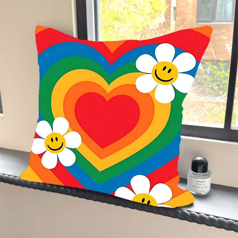 1PC W-Wiggle Wiggles Smile Flower Pillow Case Square  Bedroom Sofa Leisure Comfort Cushion Car Home Decoration Pillowcase 40x40