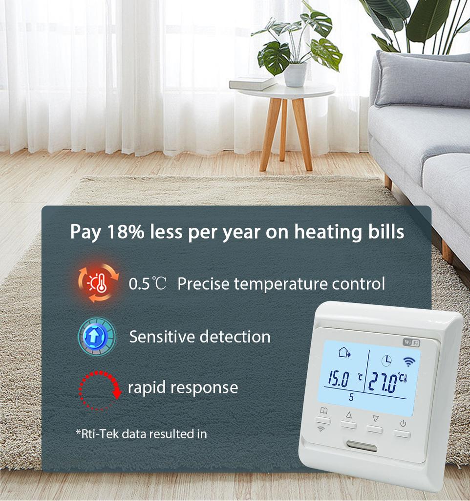 Intelligent Floor Heating Thermostat 100V-240V 3A 16A with WiFi Connectivity for Remote Temperature Control and Smart Scheduling