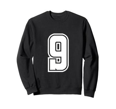 Number 9 Varsity Style Bold Sports Birthday Jersey Sweatshirt