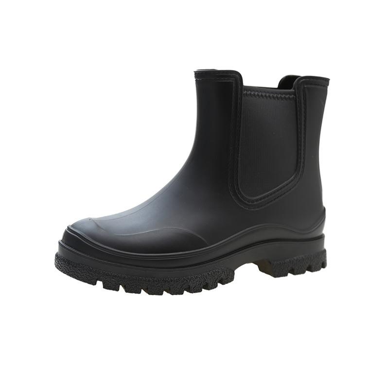 Fashion rain boots women's non-slip waterproof shoes simple short tube lightweight water boots rubber cover shoes thick sole outer wear rain shoes