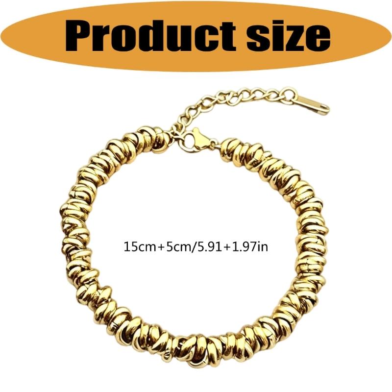 Retro Chain Bracelet in Stainless Steel with Lobster Clasp, Rounded Bead Links and Casual Daily Wear Looks for Styling