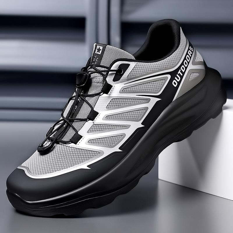 Mode Freizeitwandern Herren Wanderschuhe Rutschfeste Outdoor-Sneaker Schnürung Laufende Mesh-Schuhe Rutschfeste Herren Freizeit-Schuhe Weiche Sneaker