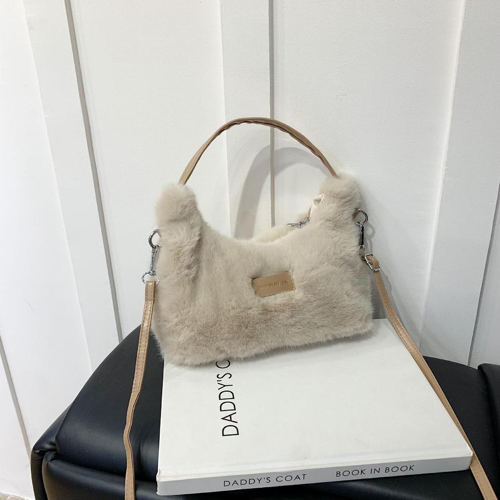 Herbst/Winter Plüsch Damen Trendige Braunbär Schulter- & Umhängetasche