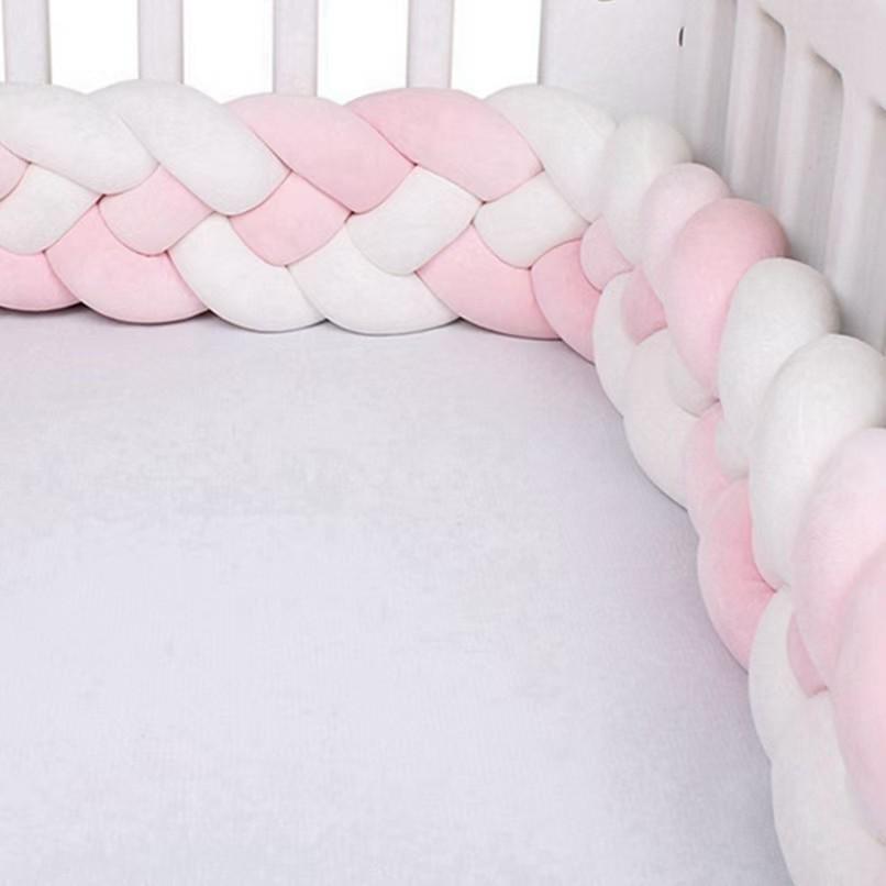 Cojín Nudo Trenzado Danés de Cuatro Hebras – Protector de Cuna Anticolisión para Habitación Infantil