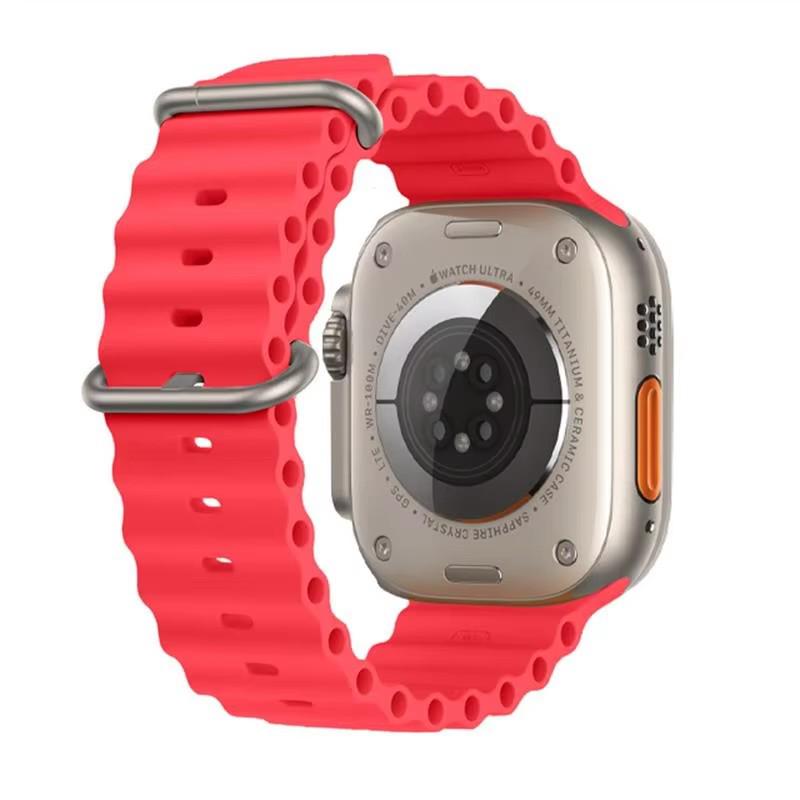 Double Buckle Solid Silicone Strap for Apple Watch Series 1, 8, 9