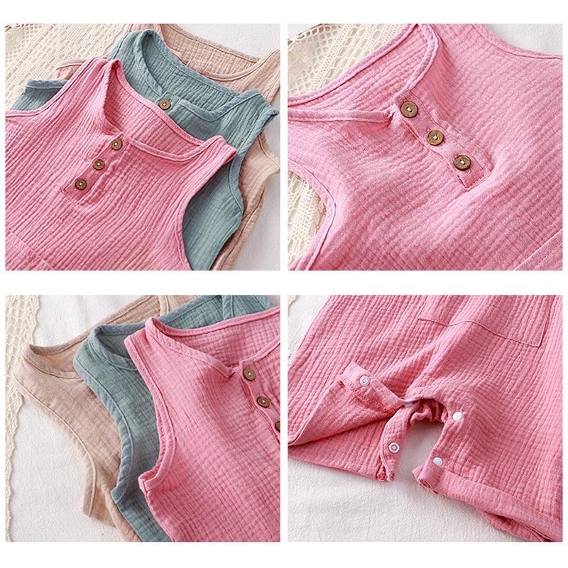Tutina estiva per neonato in mussola con cappello in morbido cotone per bambina, ragazzo, vestiti senza maniche, pagliaccetto per bambini, abbigliamento per neonato