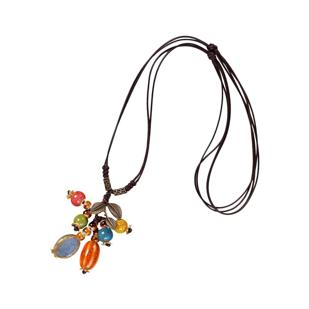 Handmade Ceramic Leaf Necklace Unique Designs Portable Jewelry With Adjustable Chain for Trendy Women Casual Wear