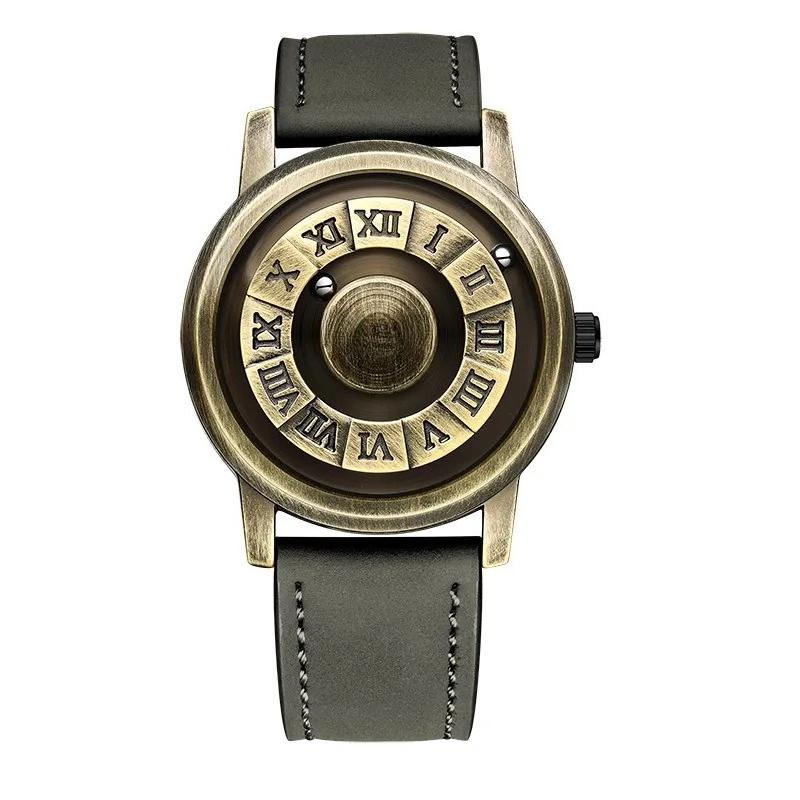 Fashion Leather Watch Men Creative Rolling Pointer Design Watch Men Casual Business Military Men's Quartz WristWatches