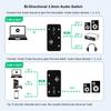 COOIDEA Stereo Audio Switcher Supports Audio 3 Ports AUX Audio Speaker 1 To 3 Out or 3 To 1 Compatible with 3.5mm 3.5mm Cable, Selector, In, PC,