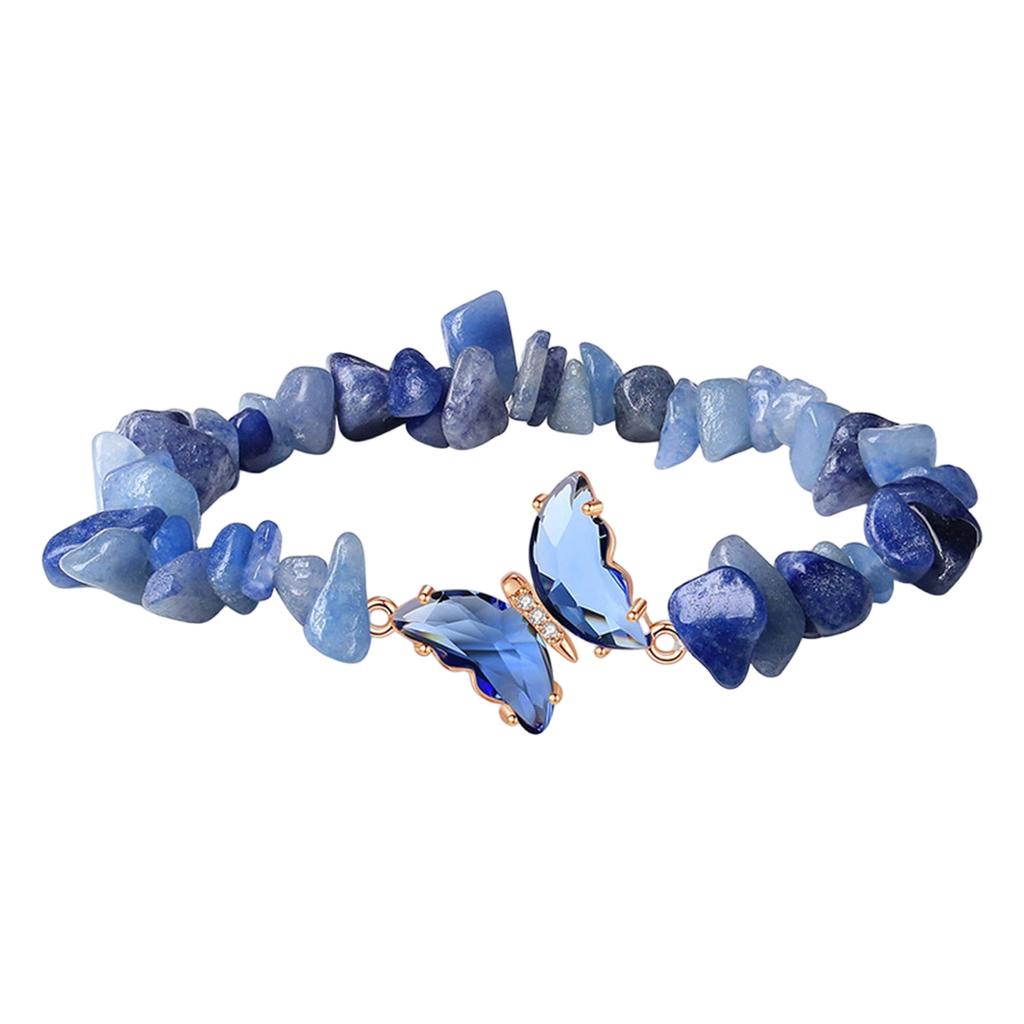Natural Crystals Stone Bracelet With Butterfly Charm Adjustable Design Healing Energy Jewelry For Relaxation