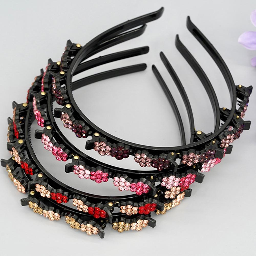 Elegant Rhinestone Bangs Clip Headband Plum Blossom Shiny Flower Hair Hoop  Daily