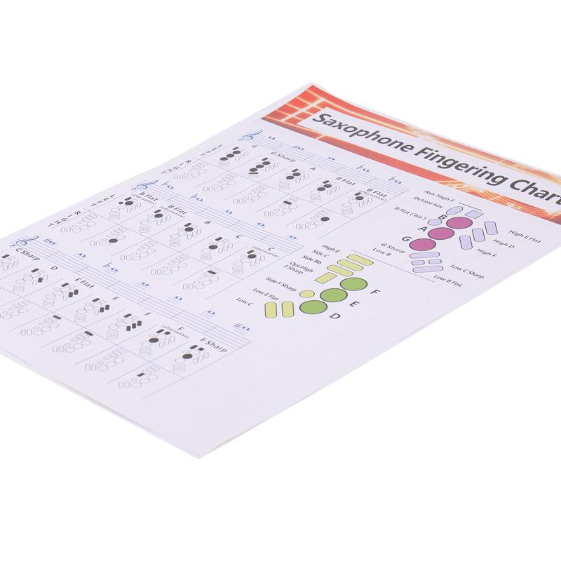 Saxophone Fingering & Chord Chart on Copperplate Paper for Learning & Practice