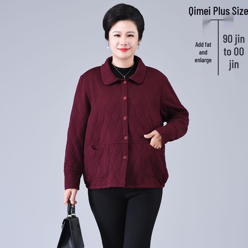 Plus Size Windbreaker for Middle-Aged and Elderly Women - Spring/Autumn Lapel Jacket