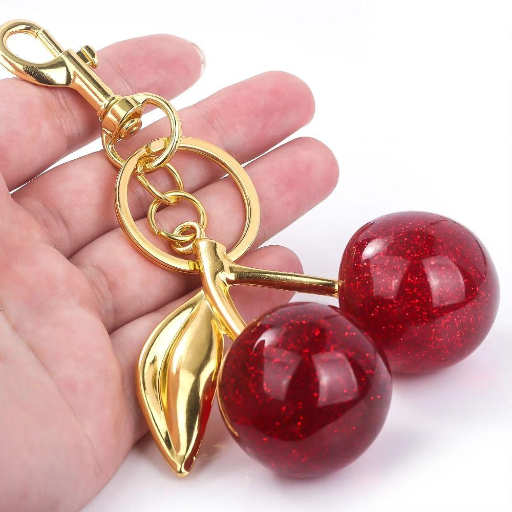 

Trinket Cherry Charm Handbag Pendant Summer Fruits Cherries Pendant Birthday Kids Gift Style B