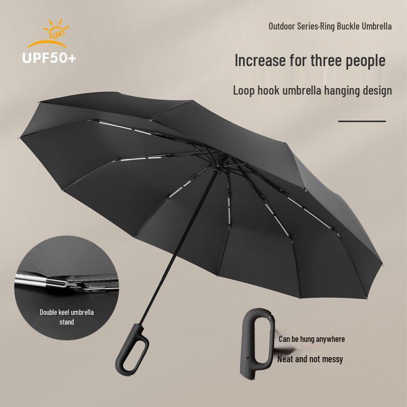 23" Buckle Umbrella: Portable, Windproof, Customizable 3-Fold Automatic Sun & Rain Accessory 