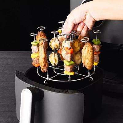 Heißluftfritteusen-Gestell, Vertikaler Grill, Mehrnadel-Edelstahlgrill, Barbecue-Küchengrill, Heißluftfritteusen-Zubehör