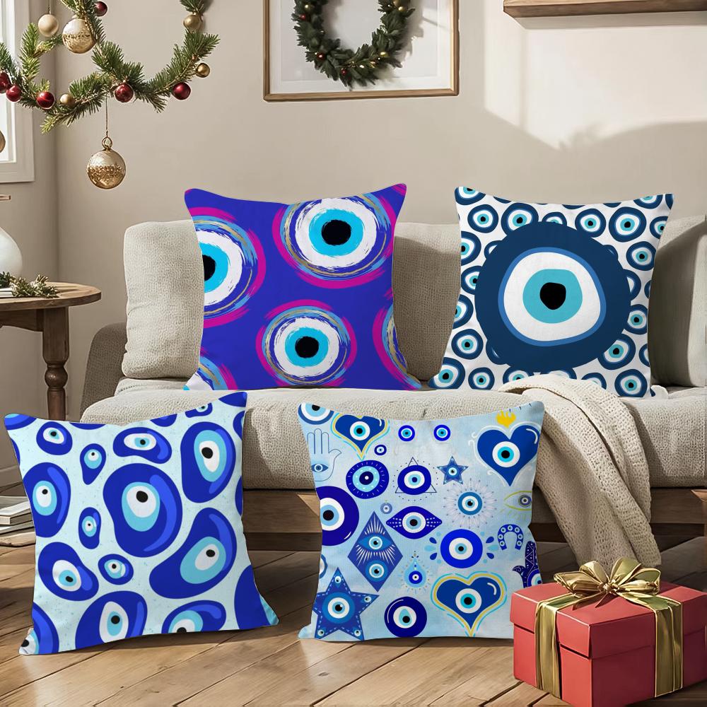 Classic Prank Evil Eyes Funny Pillow Case Silky Short Plush With Invisible Zipper Dustproof Sofa Cushion Cover For Home Decor