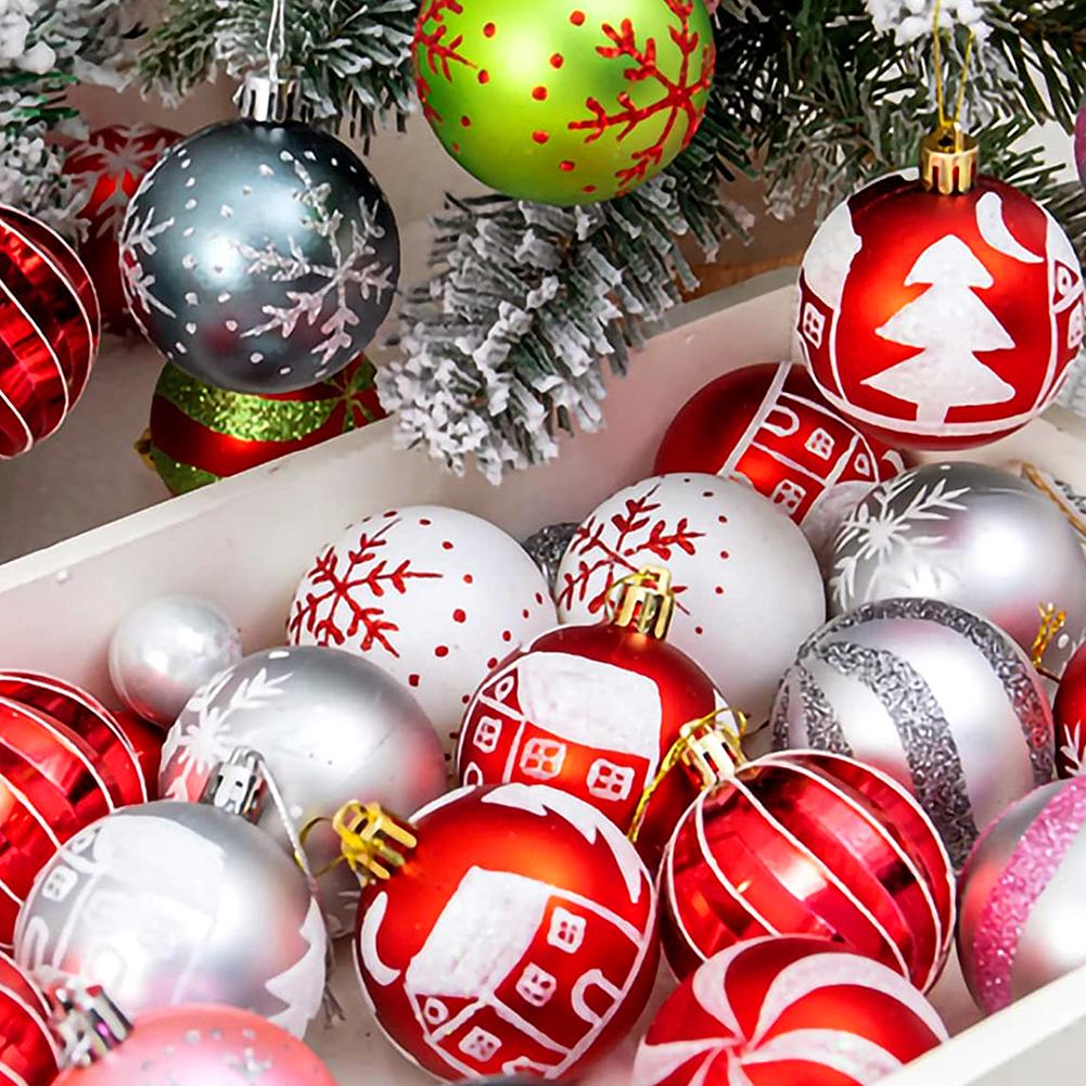 44Pcs Christmas Baubles Shatterproof Christmas Ornaments Set Hanging Ball Set for Xmas Tree Wedding Party Decoration