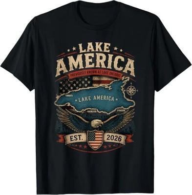 Lake America ABD Daha Önce Ontario Kanada Komik Vatansever Tişört