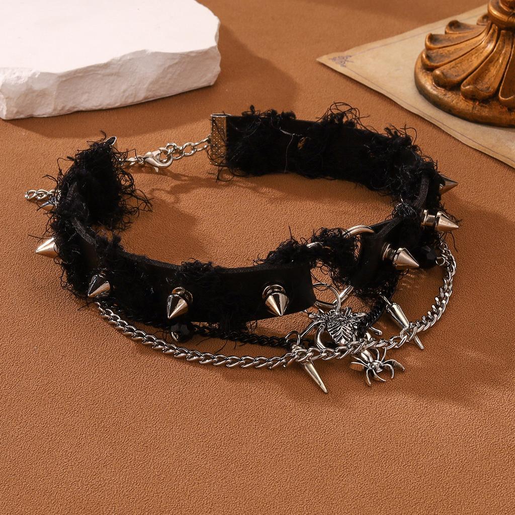 Punk style cross choker collar exaggerated personality tassel PU necklace sweet cool babes accessories