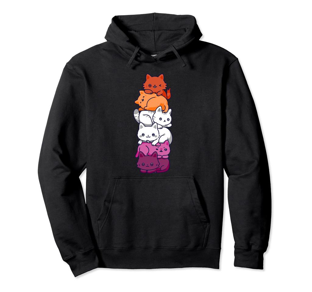 Lesbian Pride Cat Gay Flag Cute Girlfriend and Her Gift Hoodie