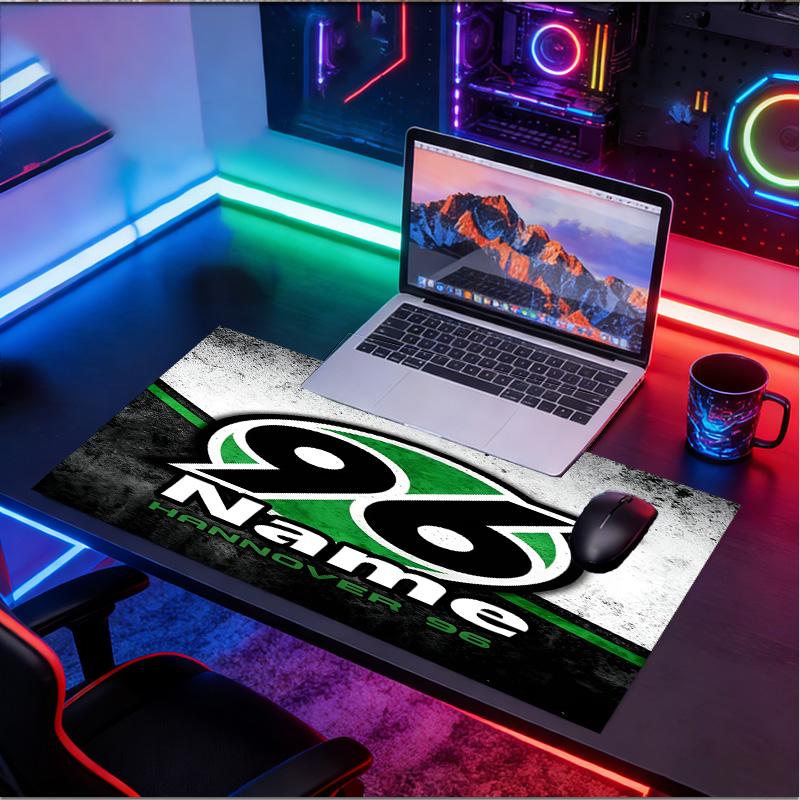 Custom Name Personalized Hannover 96 Football Pattern Mousepad, Laptop PC Desk Mat, Decorative Desk Mat for Home Keyboard Pad Gift