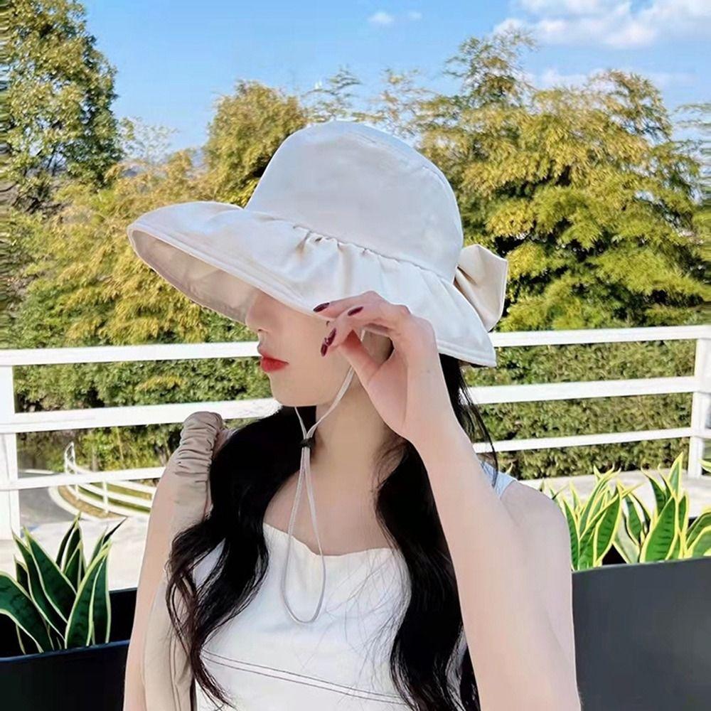 Summer Cap Bowknot Sun Protection Sunscreen Hat Basin Hat Women Bucket Hat Korean Style Cap Sun Hat
