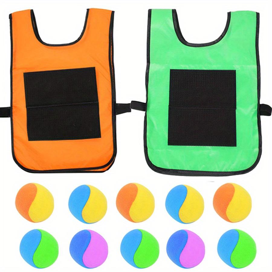 12pcs/set Outdoor Throwing Game Prop 2 Vests 10 Balls for Team Building Backyard Fun Outdoor Sports Family Games Group JXB